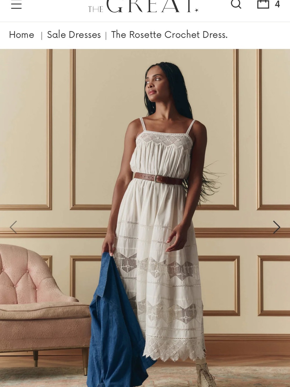 THE GREAT. The Rosette Crochet Dress - Picture 2 of 11